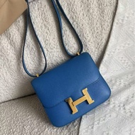 Hermes 中古 Mini Constance 7W 藍色金扣 Epsom