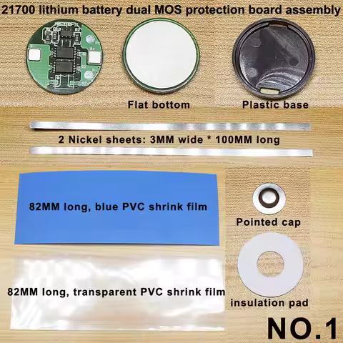 10 Set / 21700 Lithium Battery 4.2V 2 MOS Protection Board Assembly 20700 Battery 3.7V Overcharge Di