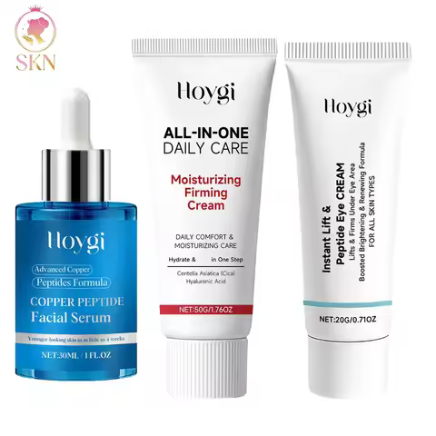 HOYGI Firming Cream+Copper Peptide Facial Serum+Dark Circle Eye Cream Hydrating Repairing Moisturizi