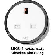 Line8 UKS-1 British Premium Socket Unit, White Body, Obsidian Black Ring