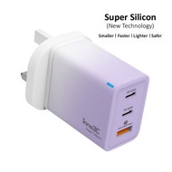 inno3C - 65W Super Silicon PD 3.0 & PPS 三輸出快速充電器i-65W(漸變紫)｜超級矽充電器｜3 端口超級硅充電器｜USB充電器｜USB 插頭｜Type C充電器