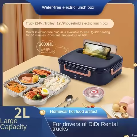 2 L 80W Electric Lunch Box Food Warmer Portable Food Heater for Car or Home - Leak Proof, Lunch Heat
