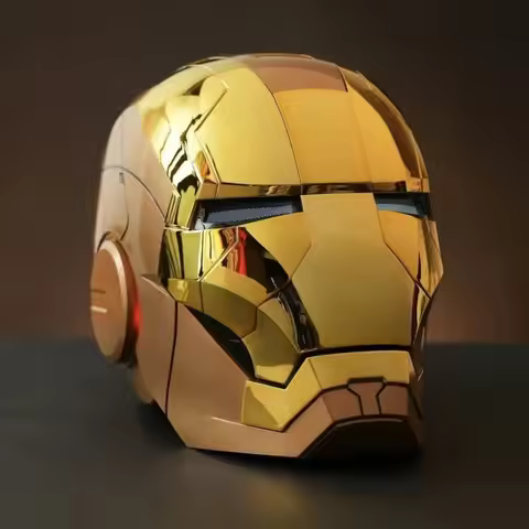 Marvel Iron Man Mk5 Helmet Live Action Simulation Helmet Gold Silver Electric Voice Control Handsome
