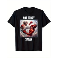 Jesus vs Satan in a Boxing Match- Not Today Satan T-Shirt