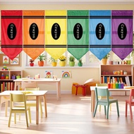 SmoothNovelty 6 Pcs School Classroom Curtains, Crayon Curtains 36"X24"