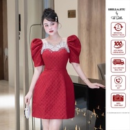 High-end red designer dress with luxurious chest embellishment [Real photo]The Shilla-CG.N52B95.68D8