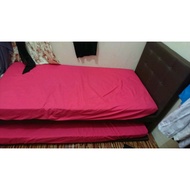 High Quality 1+1 Fabric Divan Single Bed + Pull Out Bed Katil Single + Pull Out (Kain)