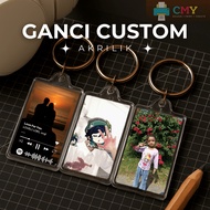 GANTUNGAN Custom 2-Sided Photo Acrylic Keychain | Couple Keychain | Spotify Keychain Favorite Song