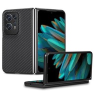 全城熱賣 - 適用於 OPPO Find N2 纖維紋 貼皮手機殼（黑色）