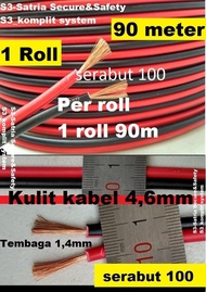 Merah Hitam Kabel serabut NYZ 2 X 100 90m 1roll listrik Audio speaker