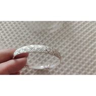 Adjustable Flower Design Pure Silver S999 Bangle