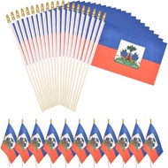 20 Pek Bendera Mini Haiti Kecil, Bendera Tangan Haiti 5x8 Inci, Tahan Pudar & Warna Terang