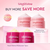 Glad2Glow 2 In 1 Moisturizer Combo Pomegranate Niacinamide Brightening/Peach Retinol/Repair/Acne/377