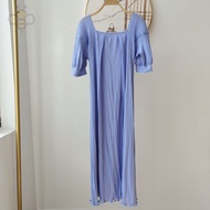 2119 One Size (45-75kg) Summer Vacation Style Pleated Plus Size Loose Slimming U-Shaped Collar Fairy