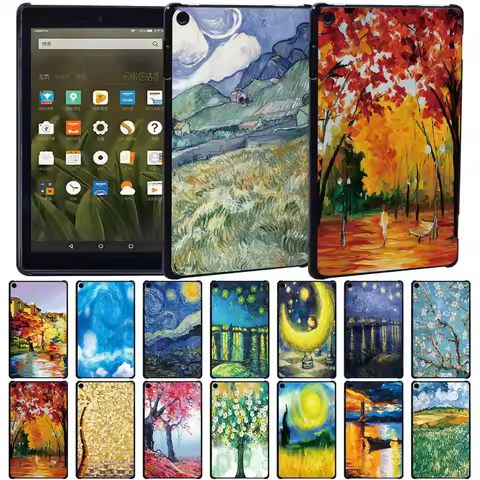 Cover for Fire HD 8 Plus/Fire HD 10 11th/Fire 7 Gen paint Print Tablet Hard Back Case for HD 8 6th/7