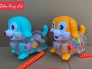 Đồ chơi đèn thỏ ngọc đồ chơi con sóc con kỳ lân con chó con cá sấu có điện và bánh xe di chuyển được