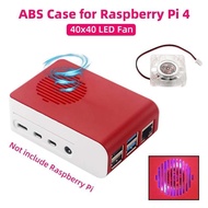 VN Raspberry Pi 4 ABS Case Red White Plastic Shell Support 40x40 Cooling Fan with Blue LED for Pi 4