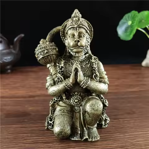 Bronze Color Hanuman Statue Sculpture Big Resin Ornaments Hindu Monkey God Buddha Statues Figurine H