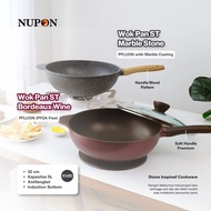 Wok Pan Nupon 32 cm 36 cm Marble Coating Induction Bottom Wok Granite PFLUON Wood PFLUON Wajan Induk