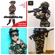 Cosplay Boys & Girls Army Costume Kids Tentera Malaysia Kostum Baju Askar Budak (Local) Lambang