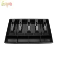 ECYOU Drawer Insert Tray, Black 15.9"D X 9.6"W X 1.42"H Cash Register, 5 Bill/4 Coin Compartments Pl