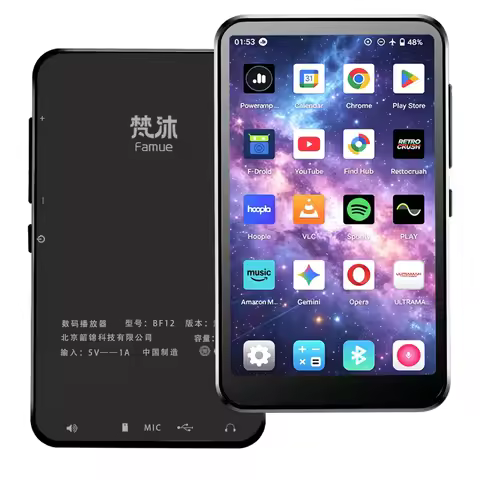 Famue BF12 Android 10 MP3 Player 2G/4G RAM Up to 256GB 4-inch Touchscreen Bluetooth WiFi Spotify Aud