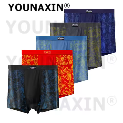 5 Pieces Men's Plus Size Underwear Panties Boxer Oversize Underpants Big Undies Large Shorts 3XL 4XL