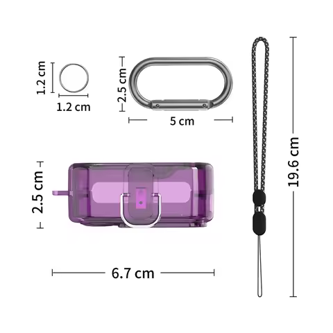 PC Protective Cover Clear Candy Color Earphone Headphones Cover With Lanyard Hook Waterproof Fall-pr