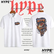 HYPE Men's Polo Shirt HYPE Baju Polo Kapas Cetak Baru HYPE Lelaki Tahan Terhadap Pengesutan; Tidak H