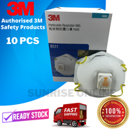 (ORIGINAL) 3M 8511 N95 Cool Flow Exhalation Valve Particulate Respirator 1 Box(10Pcs) (Comfortable)