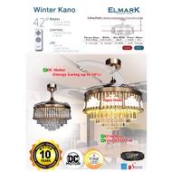 Elmark Ceiling Fan 42 inch Elmark Winter Kano Crystal DC Motor 36w LED Light Ceiling Fan with Remote Controller - 6 Speed