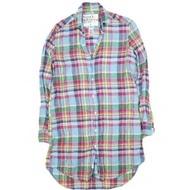 Frank & Eileen 美國製造 “MARY” 亞麻格紋襯衫裙，XS 碼，藍色，長袖。二手。 [Frank & Eileen]