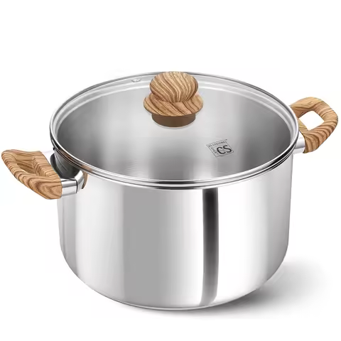 KOCH SYSTEME CS Stainless Steel Pot - 6 Quart Induction Stainless Steel Stock Pot with Lid for Pasta