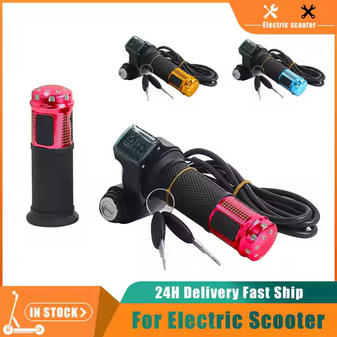 12V-90V Handle Grip Speed Accelerator With Battery Voltmeter Indicator Key Switch Universal For Elec