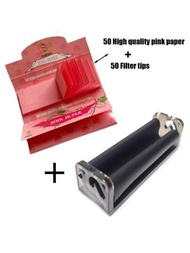 1 Pieza Conjunto De Máquina Para Enrollar Cigarrillos Y Papel De Enrollar Que Incluye Papel De Filtro Y Papel De Cigarrillos De Combustión Lenta, Conjunto De Combinación Ideal