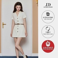 Set of German collar shirt with embroidered chest 2S19, buttoned A-line skirt with belt 4S15 retro o