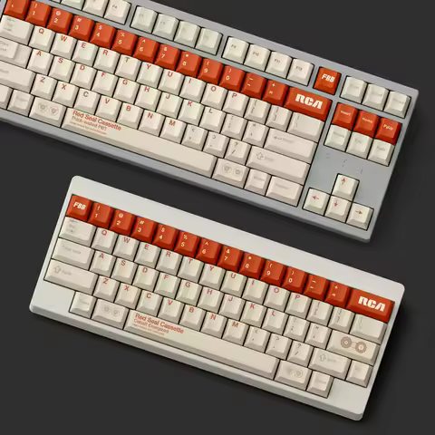 FBB Keycaps Red Seal Retro Orange PBT Sublimation Key Caps For Mechanical Keyboard Cherry Profile DI