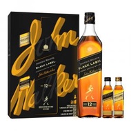 JOHNNIE WALKER - Black Label Blended Scotch Whisky with 2 x 50ml Miniature