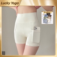 Ready Stock plus size legging woman pocket yoga pants gym sports shorts seluar pendek perempuan celana pendek wanita运动短裤