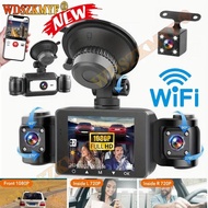 3/4 Channels 360° DashCam WIFI Video Recorder 1080P Car DVR 24H Parking Monitor Front Right Rear Vie