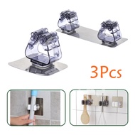 3 Pcs Wall Mounted Mop Organizer Holder Rack Self Sticking Brush Broom Hanger Hook Kitchen Bathroom 