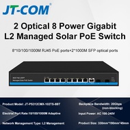 JT-COM อุปกรณ์ส่งกระแสไฟฟ้าพลังงานแสงอาทิตย์ที่มีการจัดการ L2 10พอร์ต Gigabit พร้อม SFP สล็อต2พอร์ต8