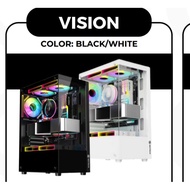 Pc Case Keytech Vision Black / White Tempered Glass Gaming Computer Case