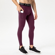 HOT11☆Celana legging pria, celana ketat pria, celana lari, Legging Fitness dengan saku, celana ketat pria