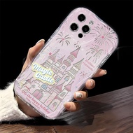 Pink Halo Fireworks Castle For iPhone 15 Plus Pro Max 14 13 12 11 / Xs Max Xr 7 8 Plus 6 6S Plus wave cream Soft shell anti-fall phone