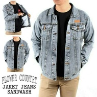 Premium Flower Country Sandwash Patch Jean Jacket