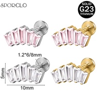 SPORCLO 1 Piece Sector Stud Earring 16G Ear Piercing G23 Titanium Lip Piercing Flat Back Earring Con