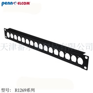 Penn Elcom191-inch Cabinet D Connector1U Panel Slot12Hole baffle metal black R1269