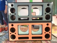 ลำโพงบลูทูธ DIY ( งานหุ้มเลือกสีทักข้อความ) ซับ8นิ้วคู่ กลาง 4×4 แหลม 2×2 ไม้mdf 15มิล