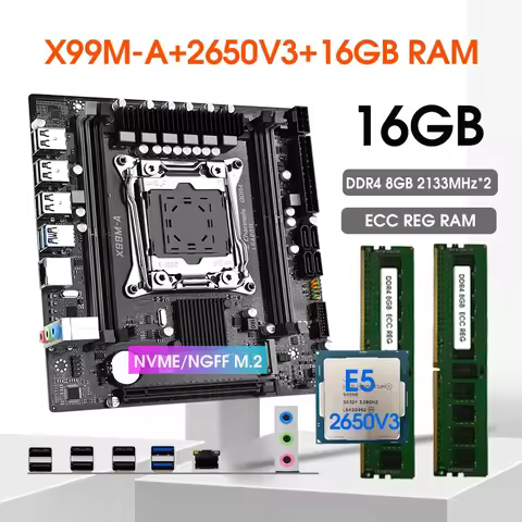 SZMZ X99 M-A Motherboard Combo kit with xeon e5 2650 v3 CPU and 16GB(2*8GB) DDR4 2133MHZ REG Memory 